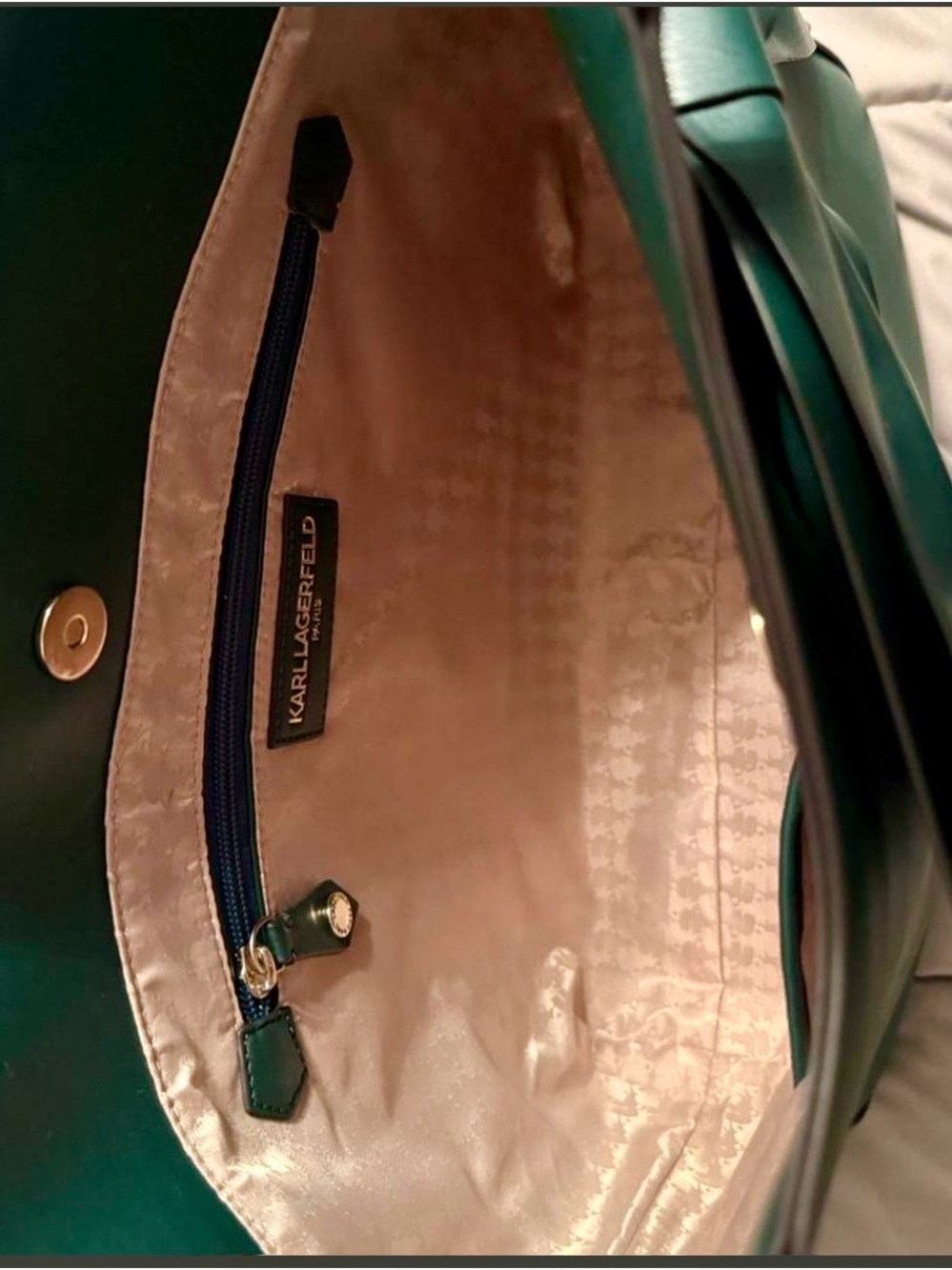Karl Lagerfeld emerald green canelle bow tote - Picture 3 of 3